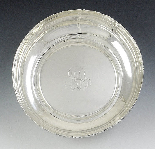 Antique 1889 Dominick Haff Sterling Silver Shell Swirl Rim Bowl 8"