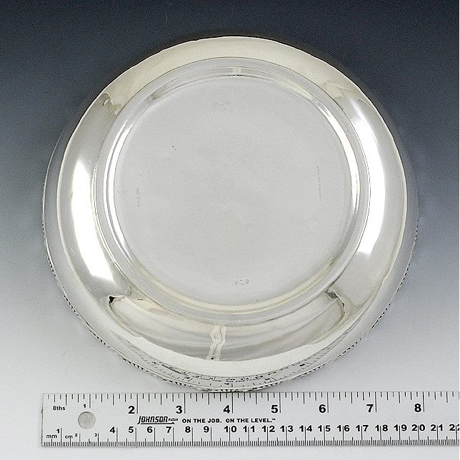 Antique 1889 Dominick Haff Sterling Silver Shell Swirl Rim Bowl 8"