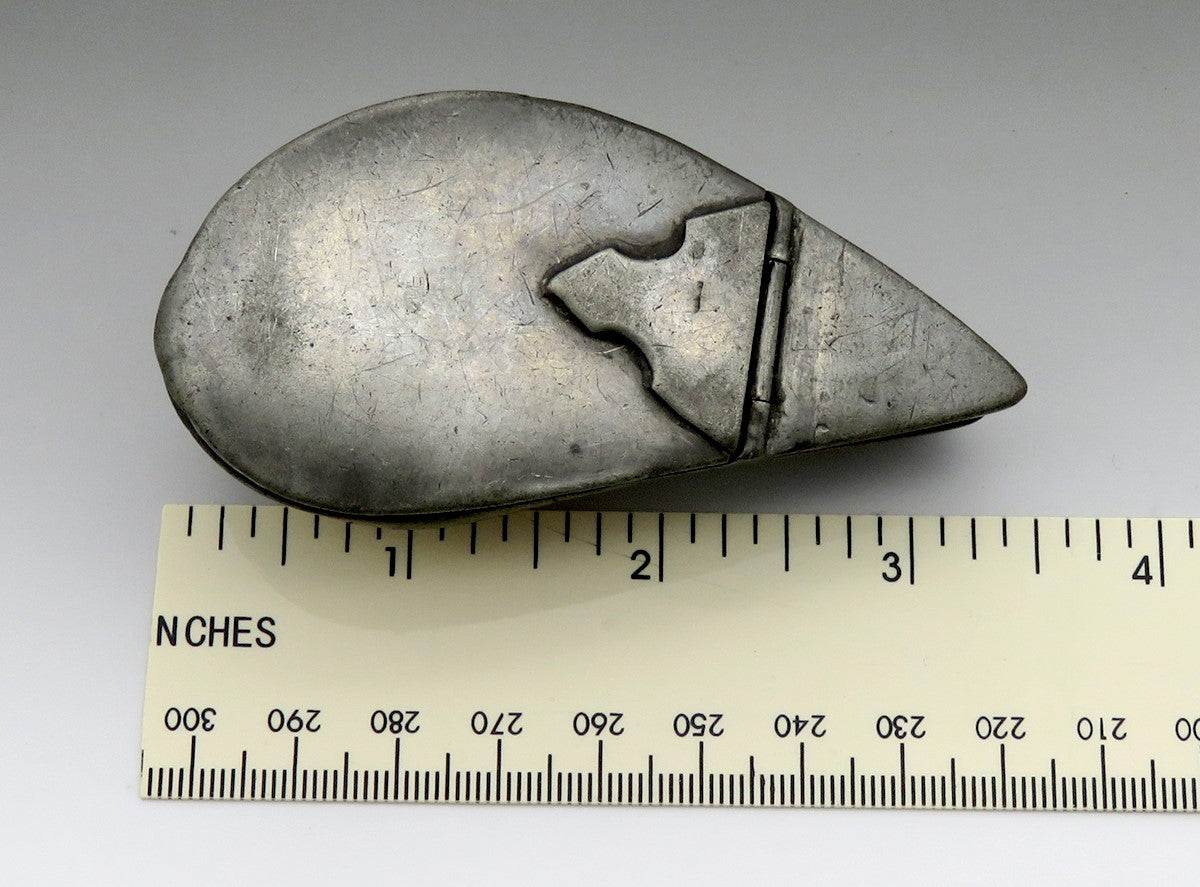 Antique Georgian 18th Century Natural Cowrie Shell Pewter Hinged Lid Snuff Box