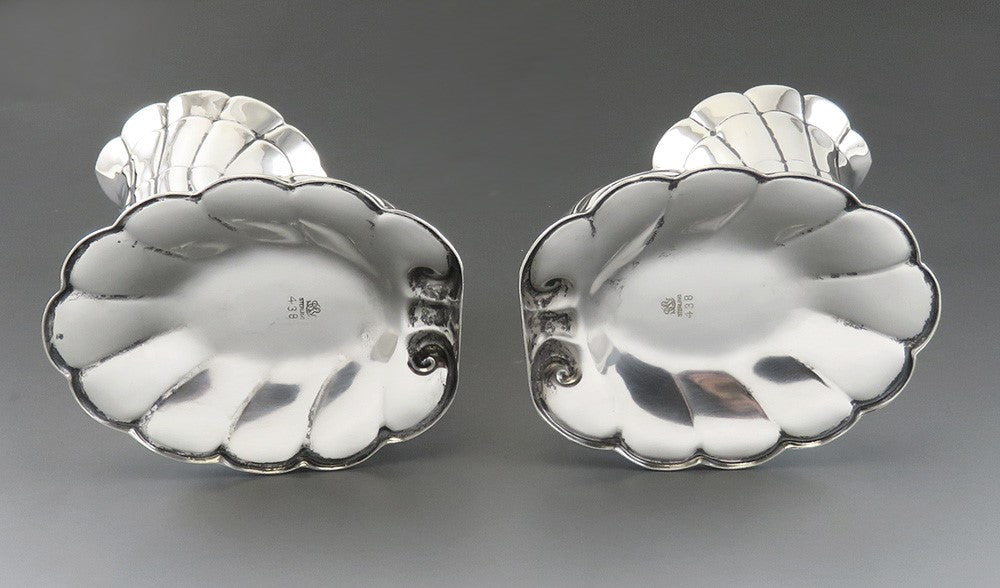 VTG Sterling Silver Frank Whiting Nautilus Seashell Shell Candlestick Holders
