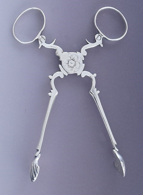 Antique c1760-1770 Rare Pair American? Coin Silver Sugar Nips / Tongs