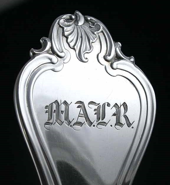 Antique 19th Century American Coin Silver Shell Bowl Stuffing Serving Spoon 13.5