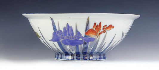 VTG Japanese Studio Pottery Large Bowl Ship Design c1920s-1930s
