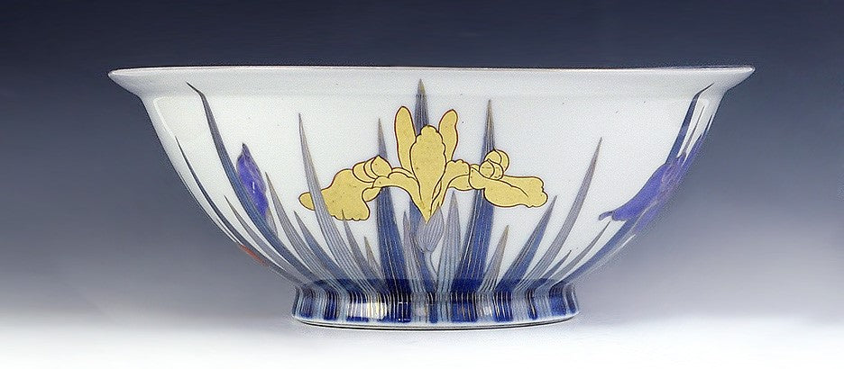 VTG Japanese Studio Pottery Large Bowl Ship Design c1920s-1930s