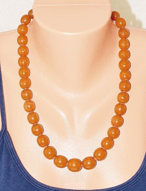 Antique Graduated Amber Bead Strand Necklace w/ Silver Filigree Clasp