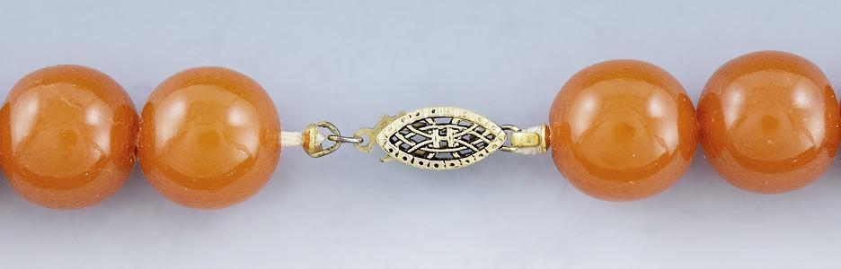 Antique Graduated Amber Bead Strand Necklace w/ Silver Filigree Clasp