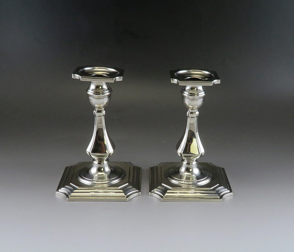 Vintage Mueck Cary American Colonial Form Sterling Silver Candlesticks 6 1/4"