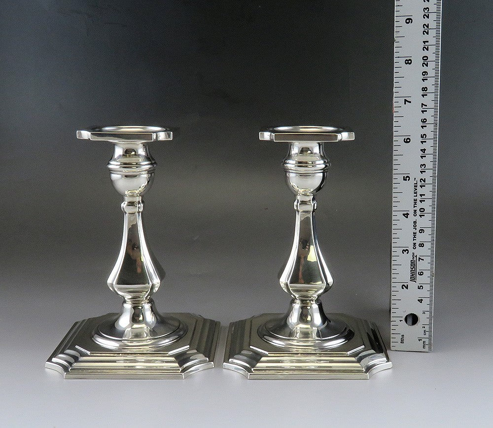 Vintage Mueck Cary American Colonial Form Sterling Silver Candlesticks 6 1/4"