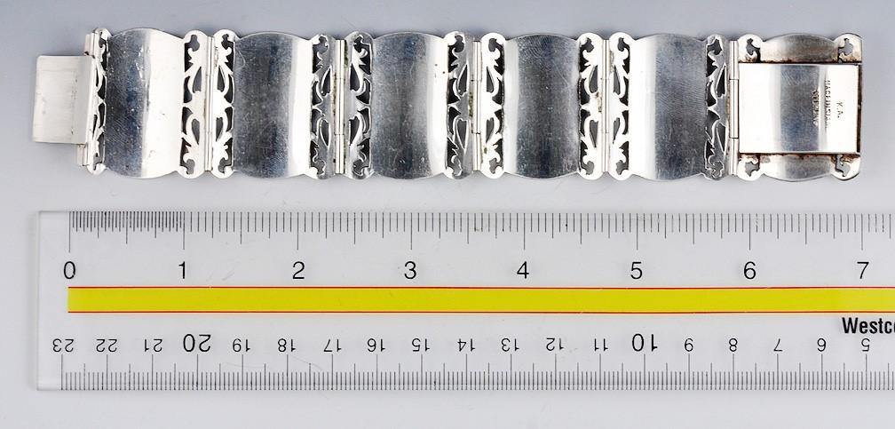 Sterling Silver and Hand Engraved Niello Bracelet Siam/Thailand 1930-1960