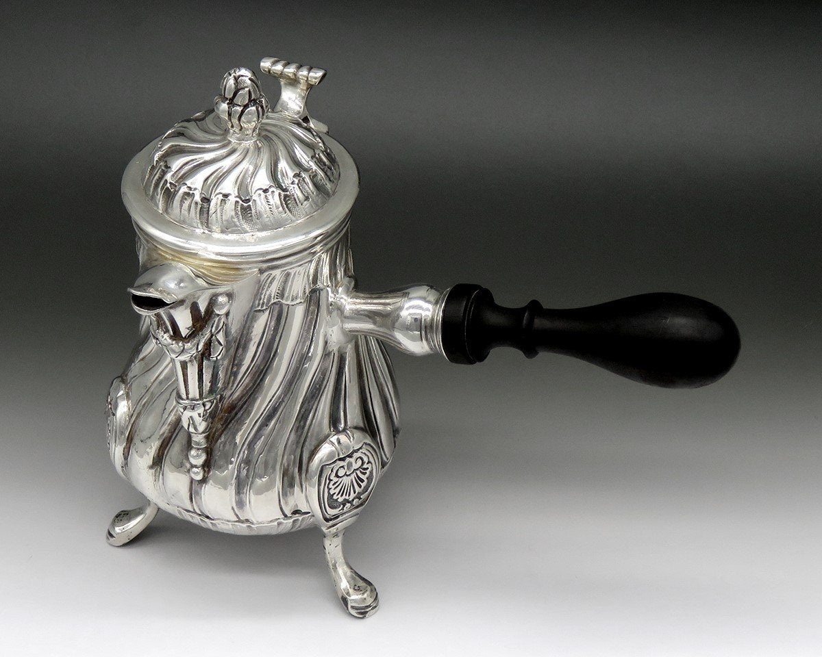 c1756 Rare Pre Revolution French 950 Silver Side Handle Chocolate Coffee Pot