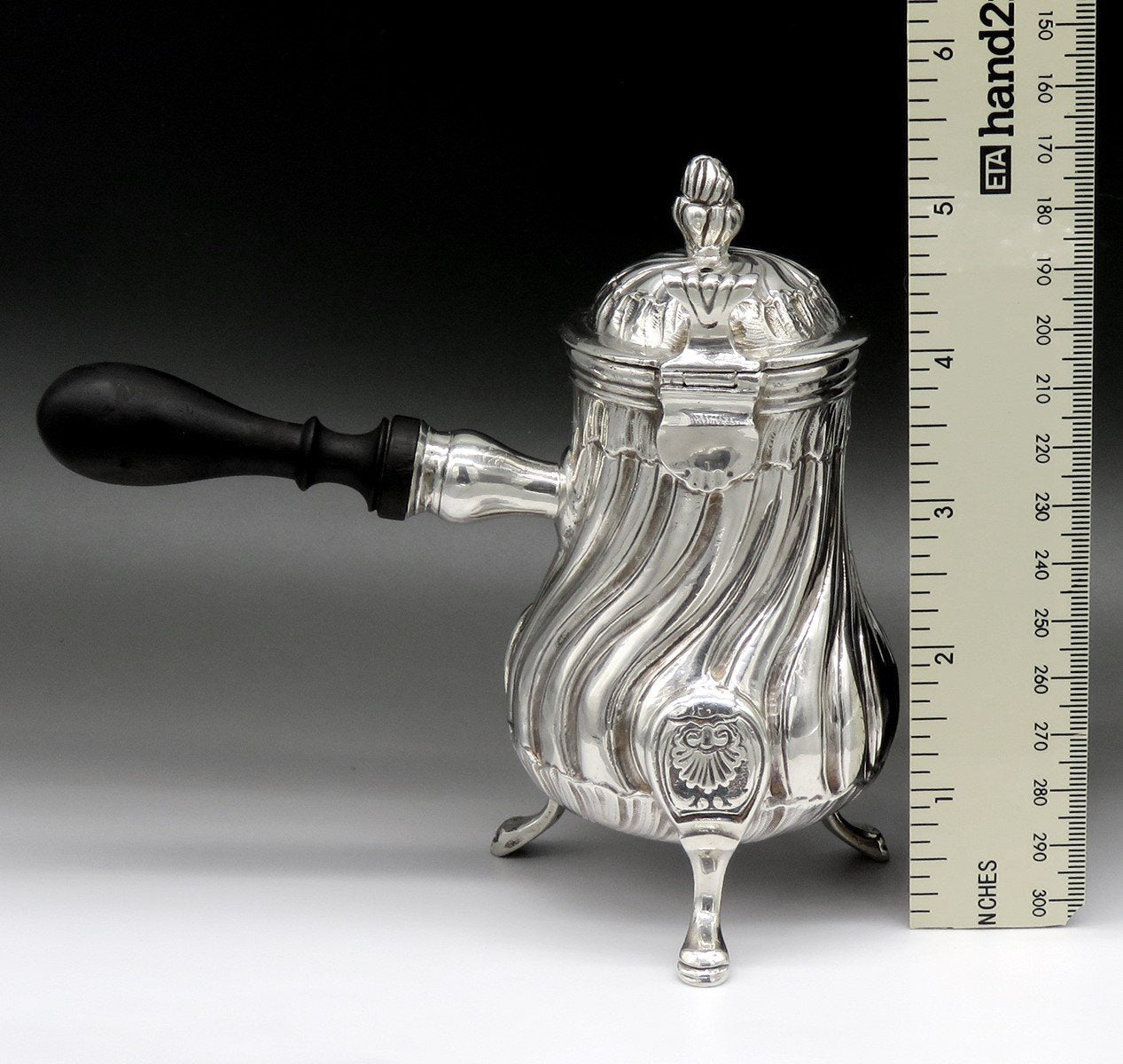 c1756 Rare Pre Revolution French 950 Silver Side Handle Chocolate Coffee Pot