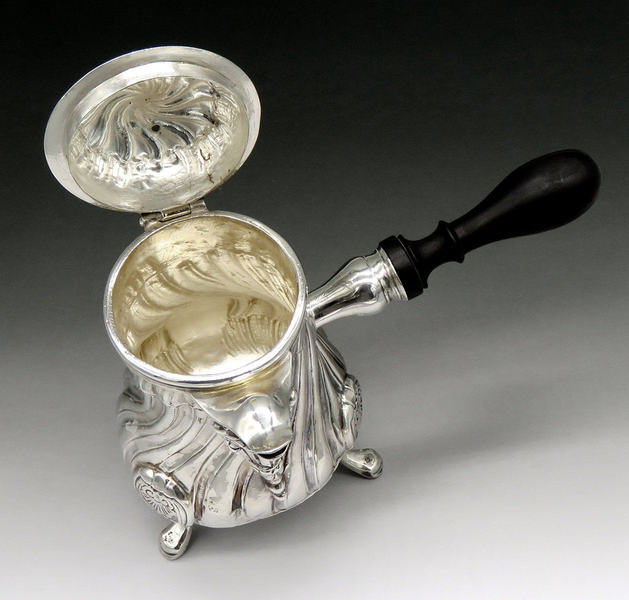 c1756 Rare Pre Revolution French 950 Silver Side Handle Chocolate Coffee Pot