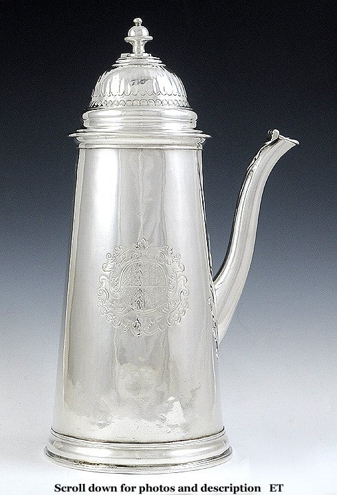 Antique 1705 Britannia Sterling Silver Queen Anne Coffeepot Chocolate Pot