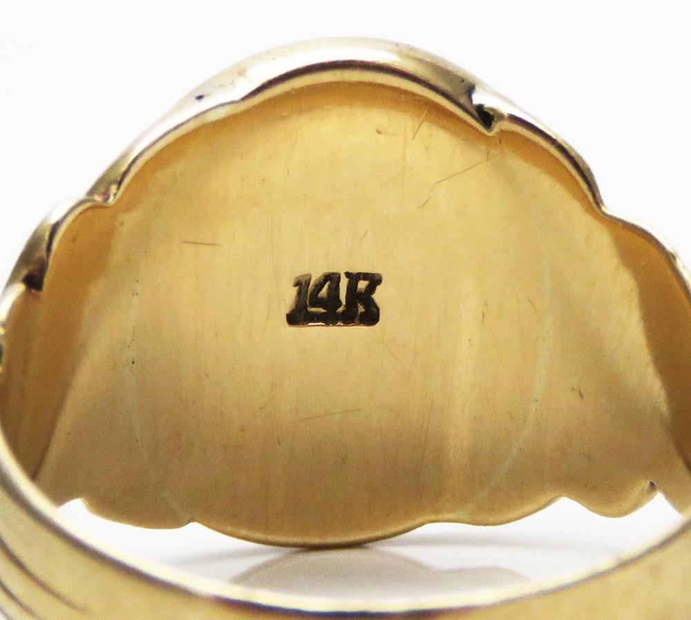 Antique Early 1900s American Yellow Gold Heavy Weight Signet Ring Floral Design