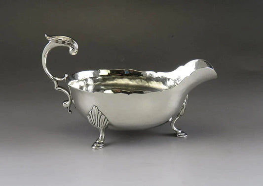Antique Georgian Style American Handmade Sterling Silver Gravy Sauce Boat