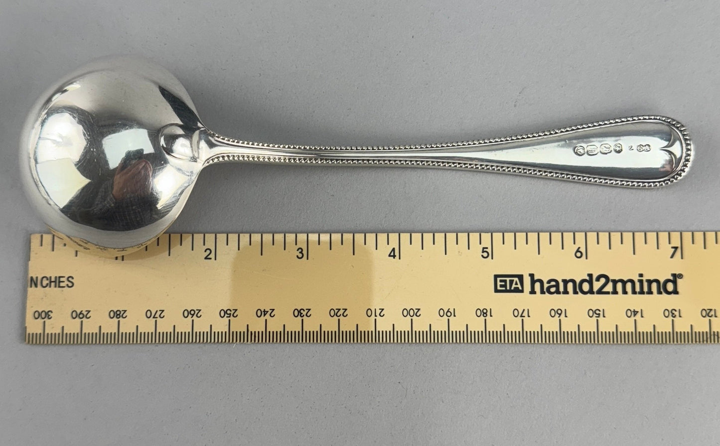 1863 Heavy English Sterling Silver Beaded Gravy Ladle