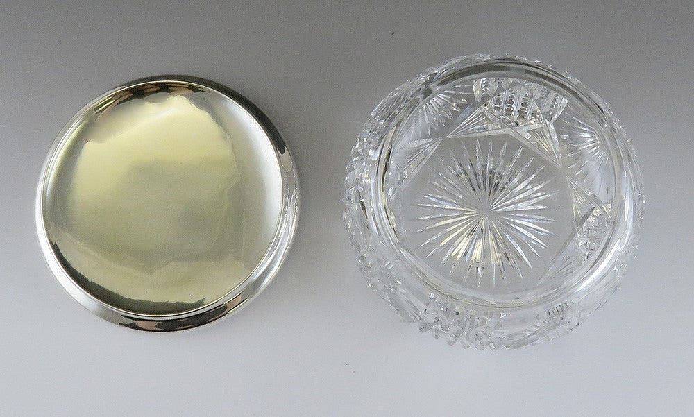 Antique Art Nouveau 1909 Gorham Sterling Silver Glass Vanity Dresser Box/Jar