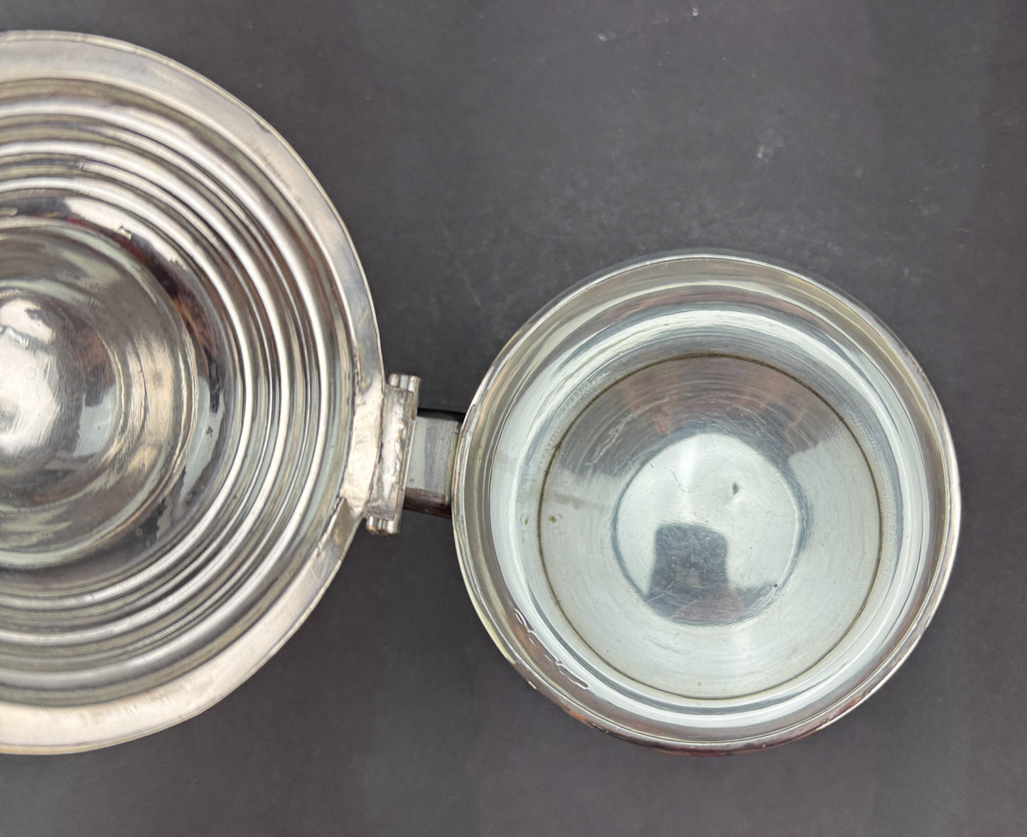 Rare Old c1780 Sheffield Fused Silverplate Lidded Tankard Stein Silvered Edge