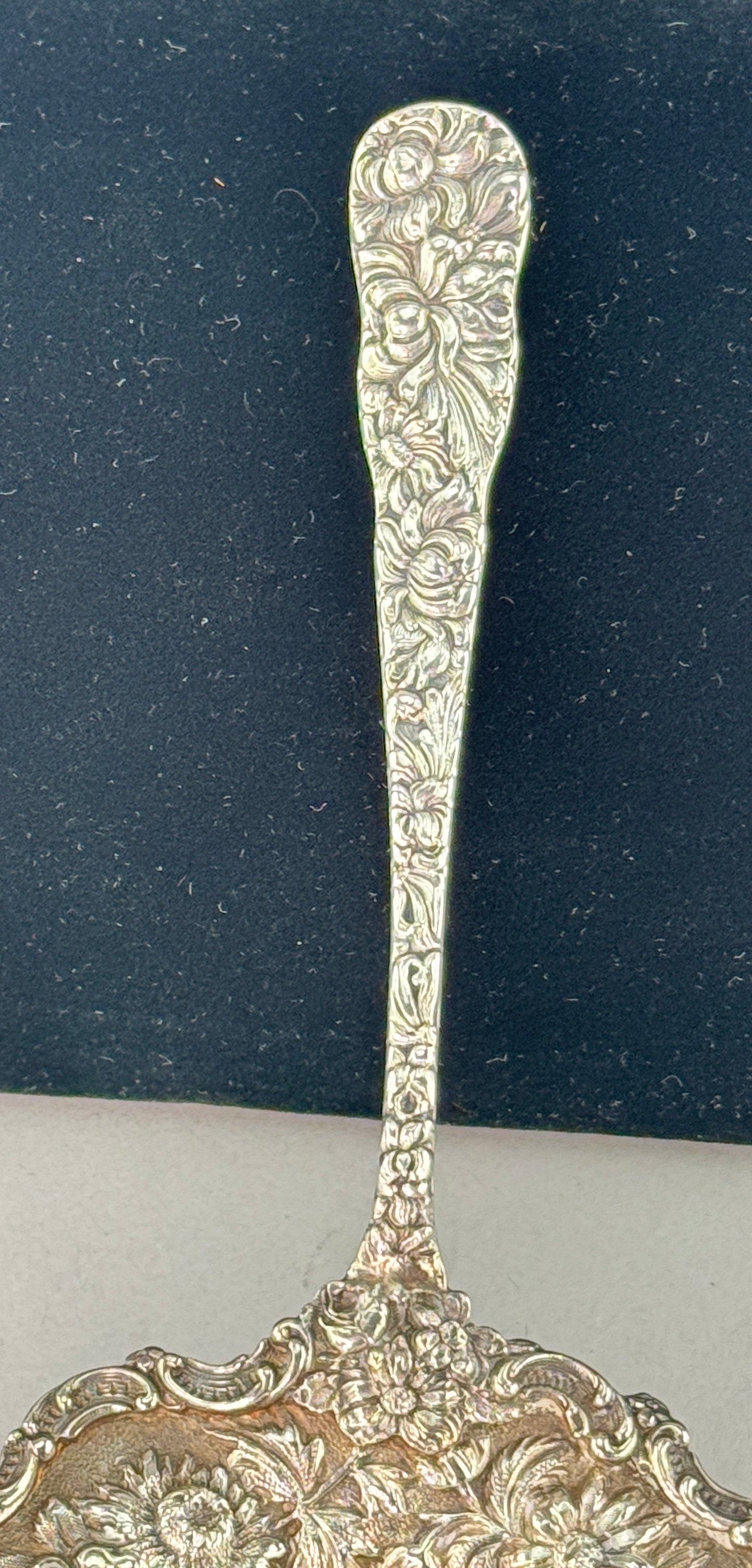 Rare Large Stieff Sterling Silver Tea Strainer Chrysanthemum Pattern