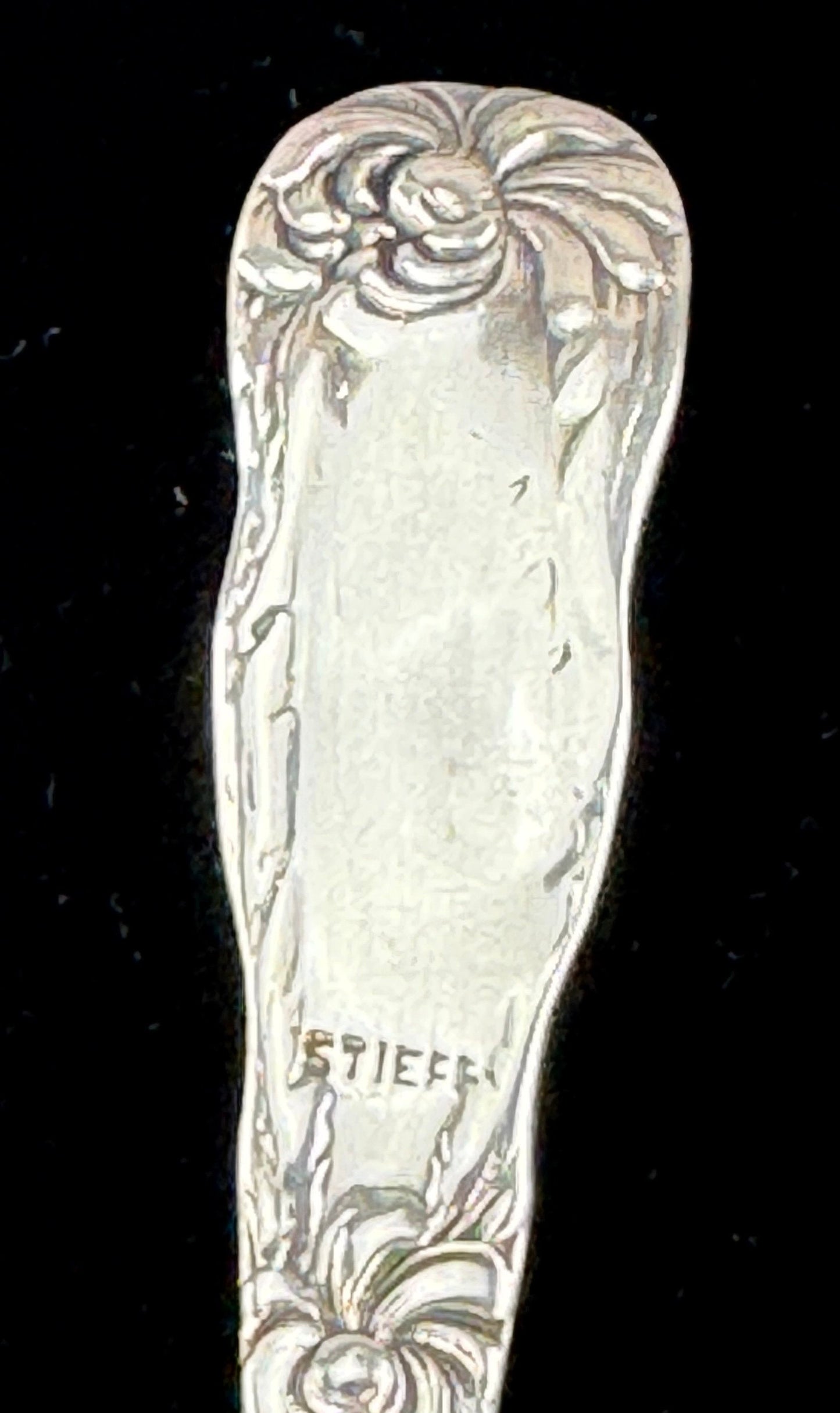 Rare Large Stieff Sterling Silver Tea Strainer Chrysanthemum Pattern