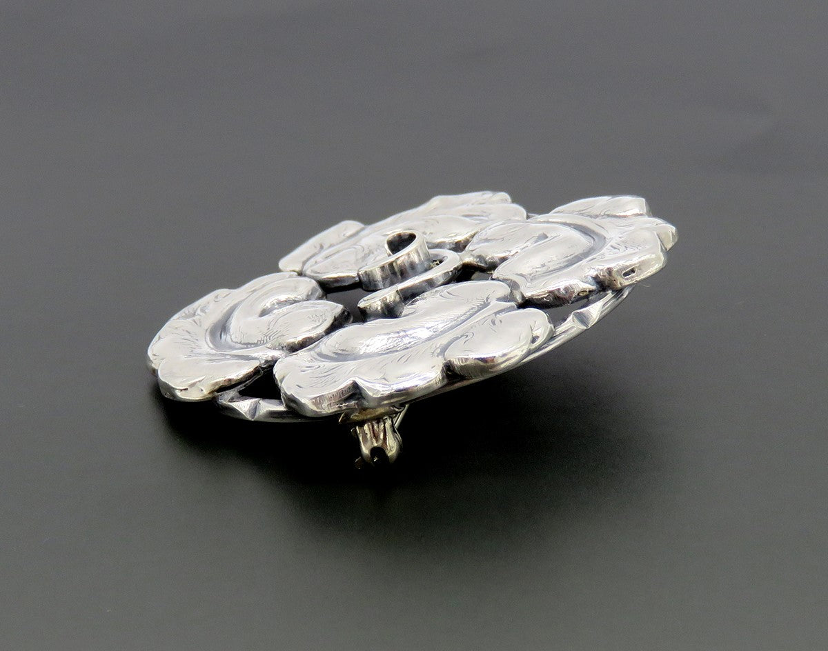 Stylish VTG Danish Sterling Silver 935 Quatrefoil Feather Leaf Pin Brooch