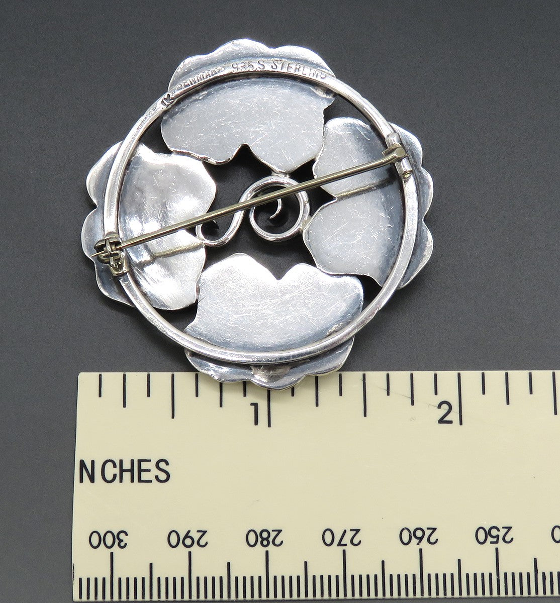 Stylish VTG Danish Sterling Silver 935 Quatrefoil Feather Leaf Pin Brooch