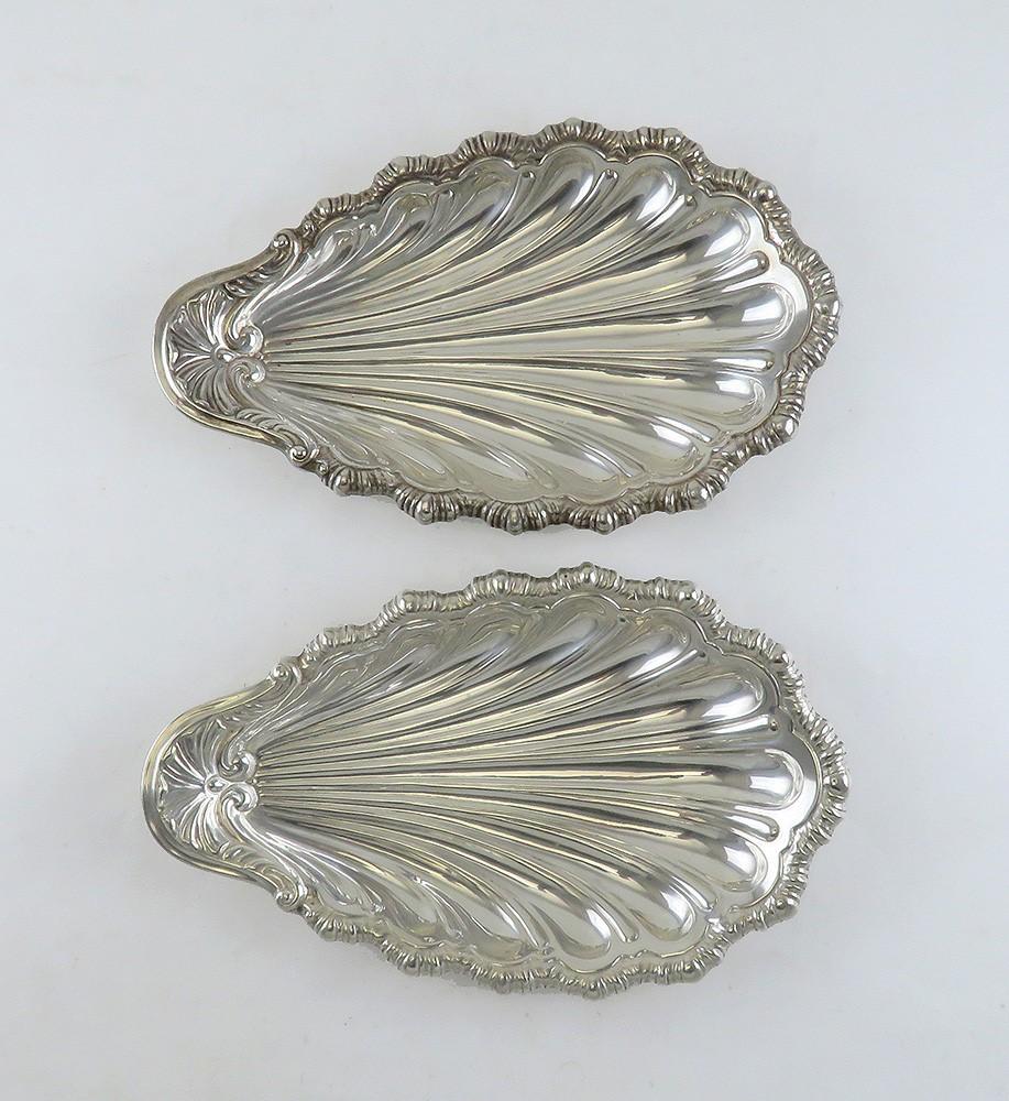 2 Antique Sterling Silver Frank Smith Art Nouveau Shell 294 Bowls Dishes 9 1/8"