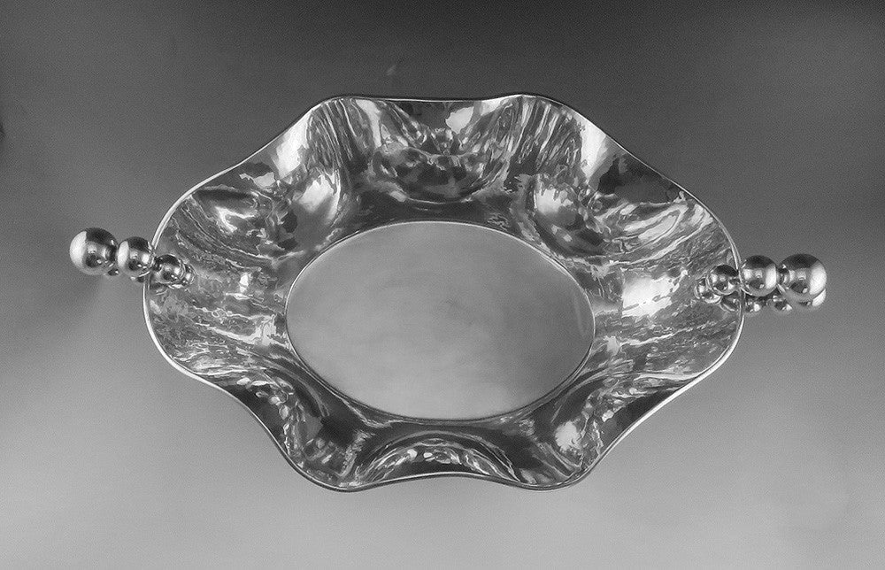 Very Large Flamboyant 1950's Italian Hand Hammered 800 Silver Centerpiece Bowl