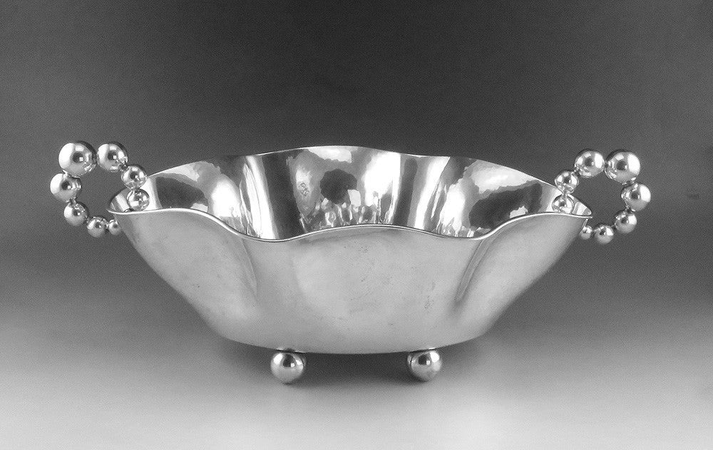 Very Large Flamboyant 1950's Italian Hand Hammered 800 Silver Centerpiece Bowl