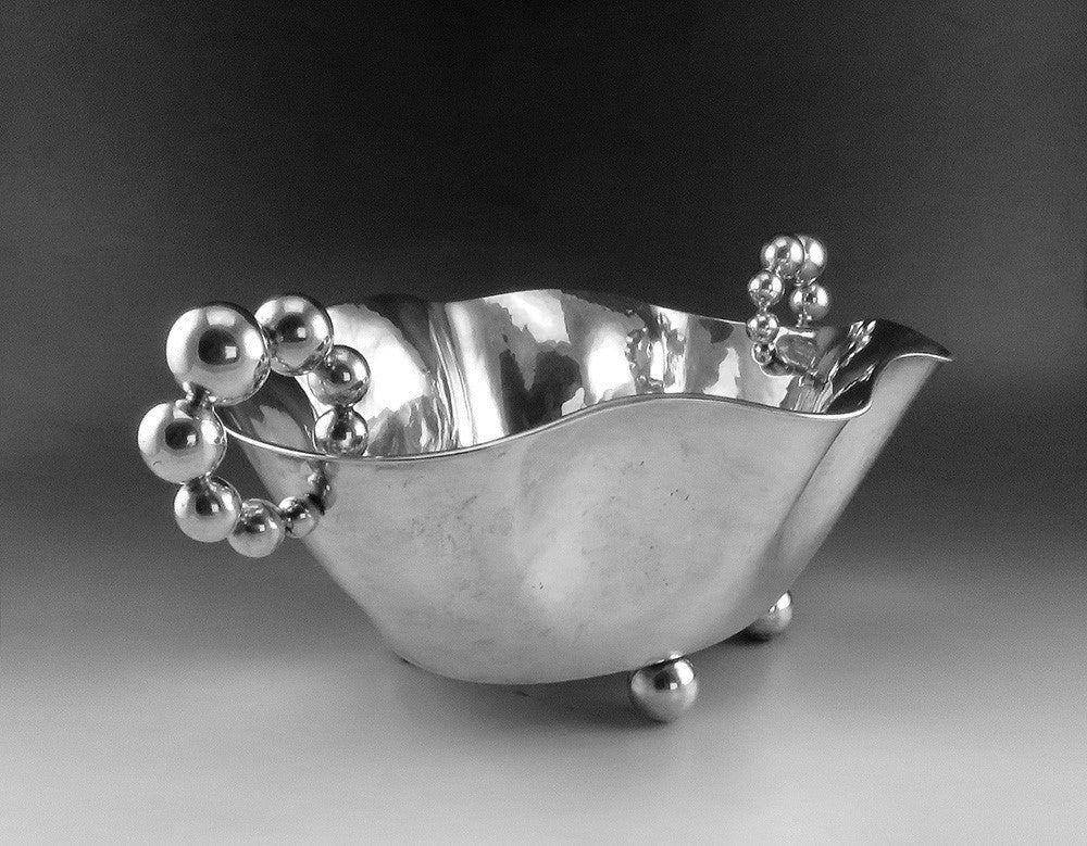 Very Large Flamboyant 1950's Italian Hand Hammered 800 Silver Centerpiece Bowl