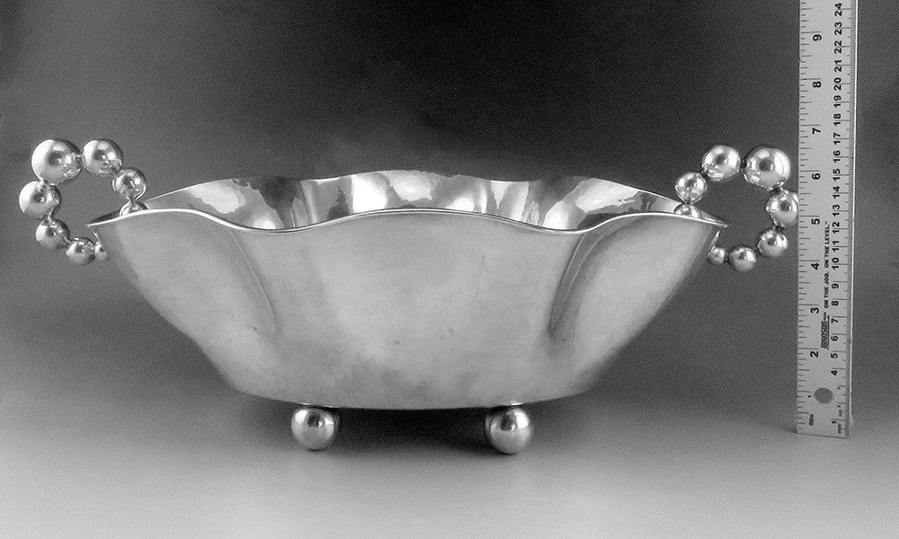 Very Large Flamboyant 1950's Italian Hand Hammered 800 Silver Centerpiece Bowl