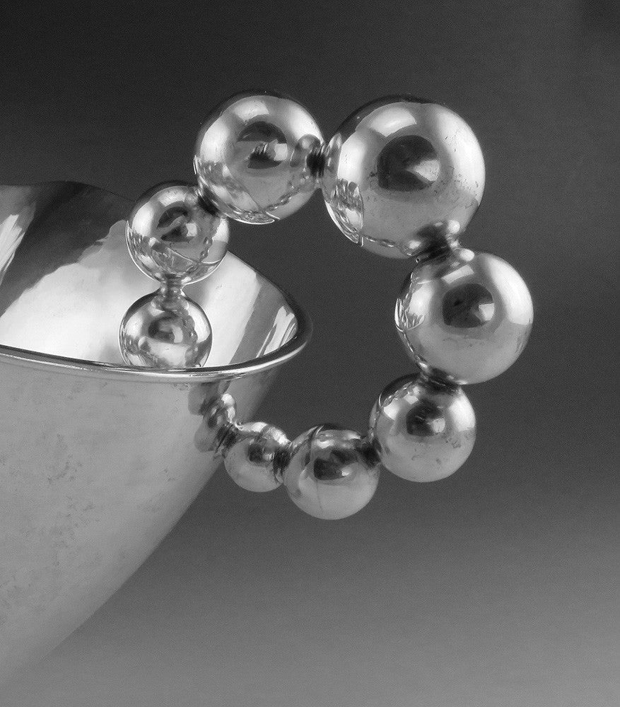 Very Large Flamboyant 1950's Italian Hand Hammered 800 Silver Centerpiece Bowl