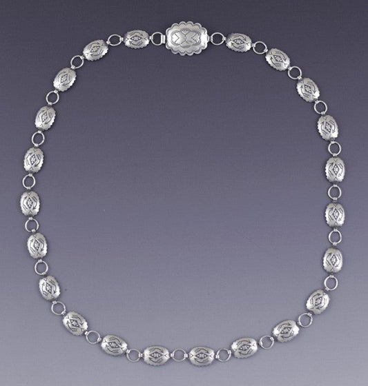 Fine Old Pawn Native American Sterling Silver Hand Punchwork Concho Belt