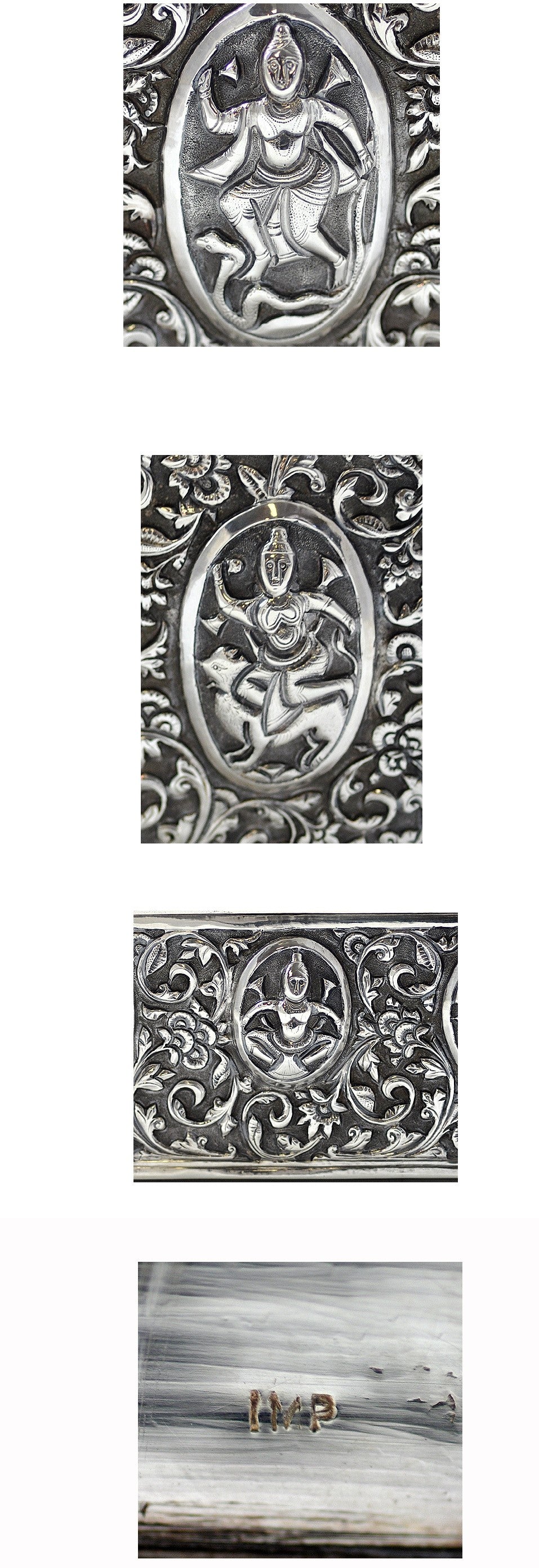 Fabulous 1800s South Asian Silver Tropical Wood-Lined Box