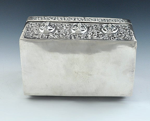Fabulous 1800s South Asian Silver Tropical Wood-Lined Box
