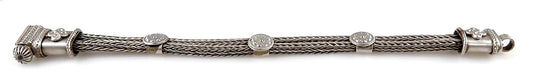 Hand Crafted Vintage 1920s Tibetan Silver Roped Flower Bracelet