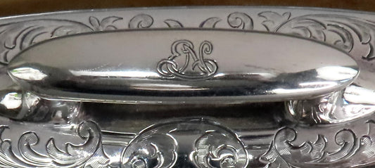 Excellent c1920s Tiffany Co Sterling Silver Engraved Nail Buffer w Tray