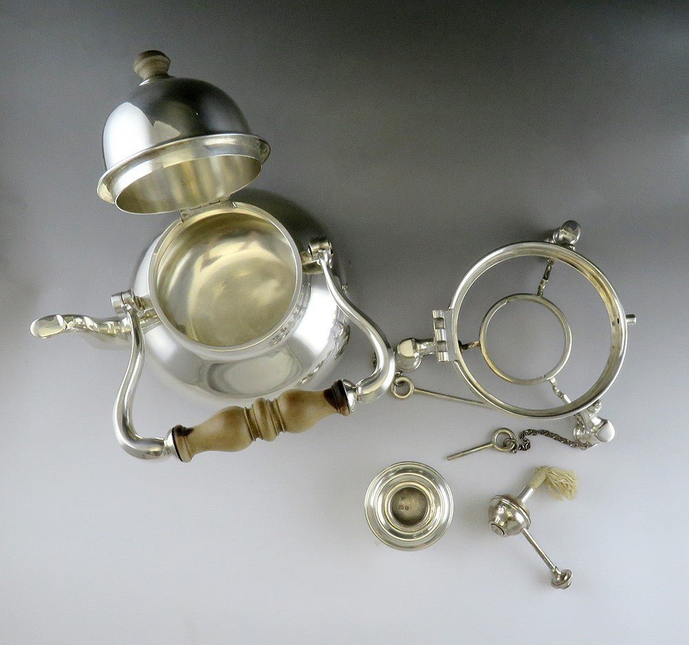 1949 Tiffany English Sterling Silver Tea Pot Kettle on Stand w/ Burner