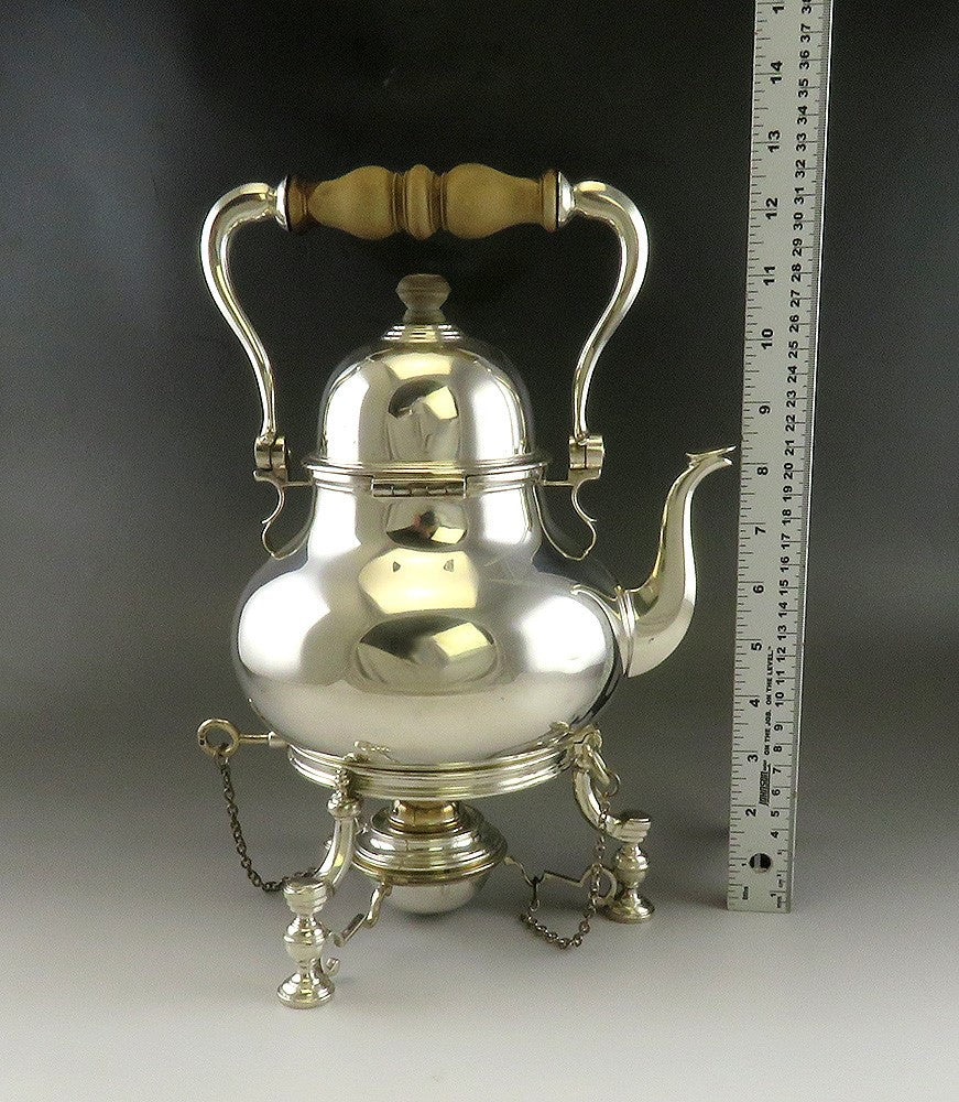 1949 Tiffany English Sterling Silver Tea Pot Kettle on Stand w/ Burner