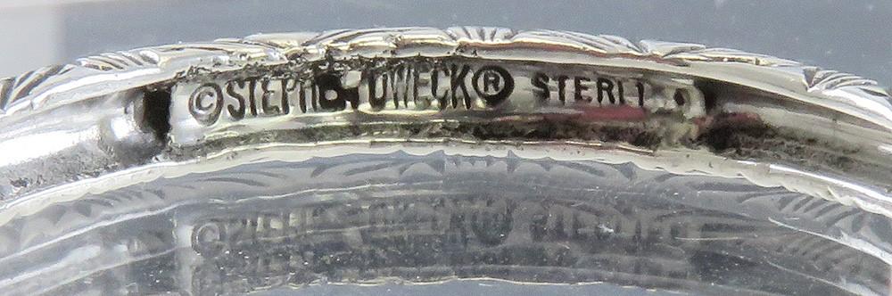 Stylish Stephen Dweck Sterling Silver Floral Flower Engraved 1.5" Hoop Earrings