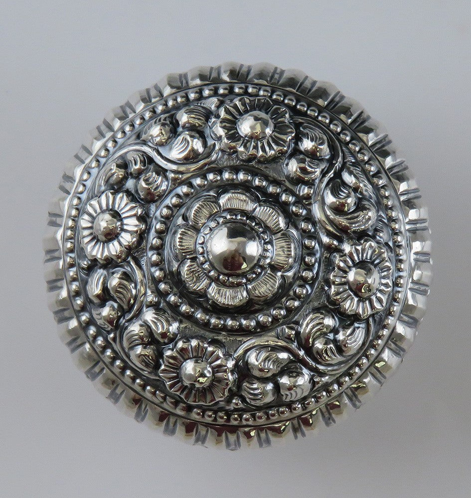 Neat Antique Indonesian Silver Hand Chased Small Trinket Box