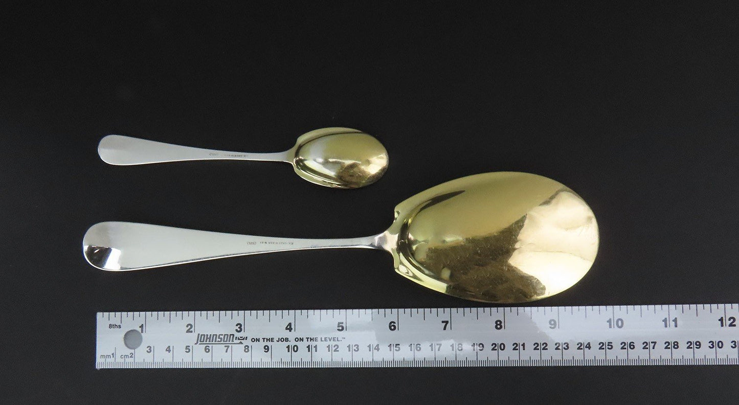c1860s J.E. Caldwell Sterling Silver Bright Cut 13pc Dessert Set Spoons w Server