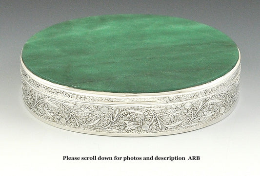 Beautiful Aventurine Topped Silver Oval Box