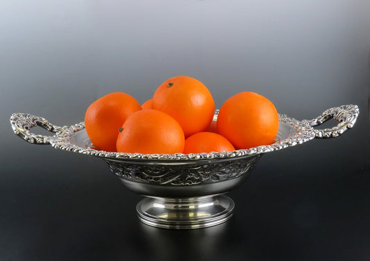 Fine Old Sheffield Fused Silverplate Double Handle Pedestal Bowl Centerpiece
