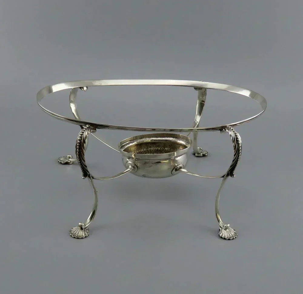 Antique 18th Century 1783 English Sterling Silver Dish Bowl Stand Base w/ Burner