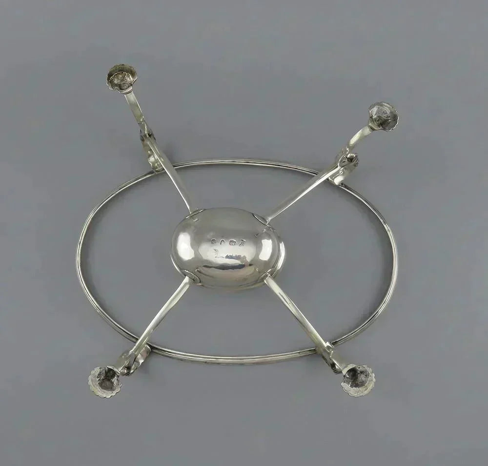 Antique 18th Century 1783 English Sterling Silver Dish Bowl Stand Base w/ Burner