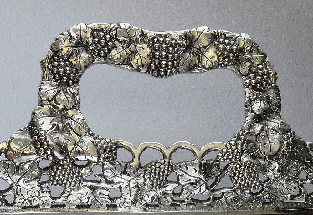 Vintage Hand Engraved Brazilian Silver Portuguese-Style Footed Gallery Tray
