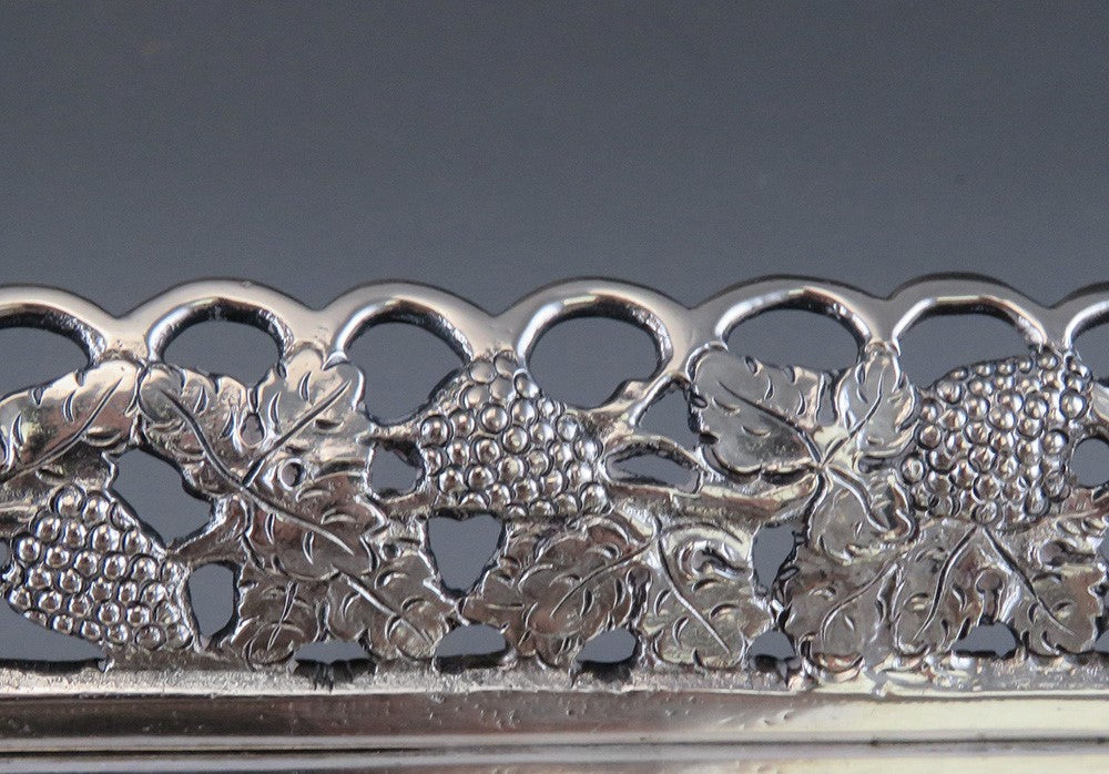 Vintage Hand Engraved Brazilian Silver Portuguese-Style Footed Gallery Tray