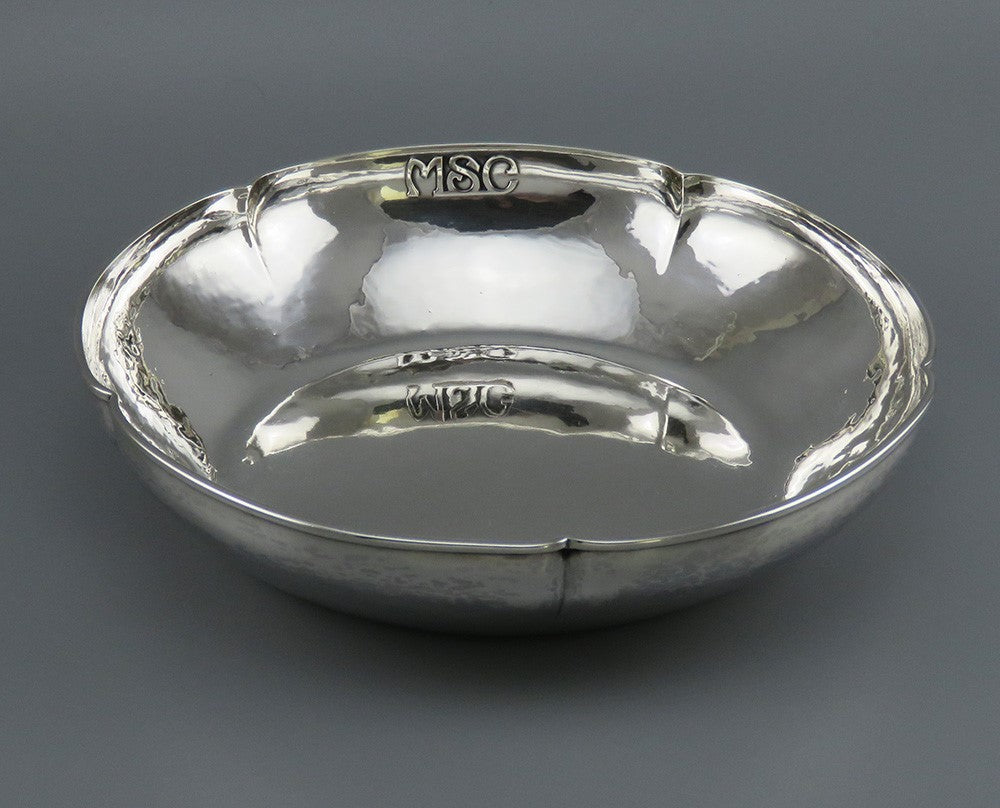 Antique Arts & Crafts Kalo Shops Hammered Sterling Silver Centerpiece Fruit Bowl