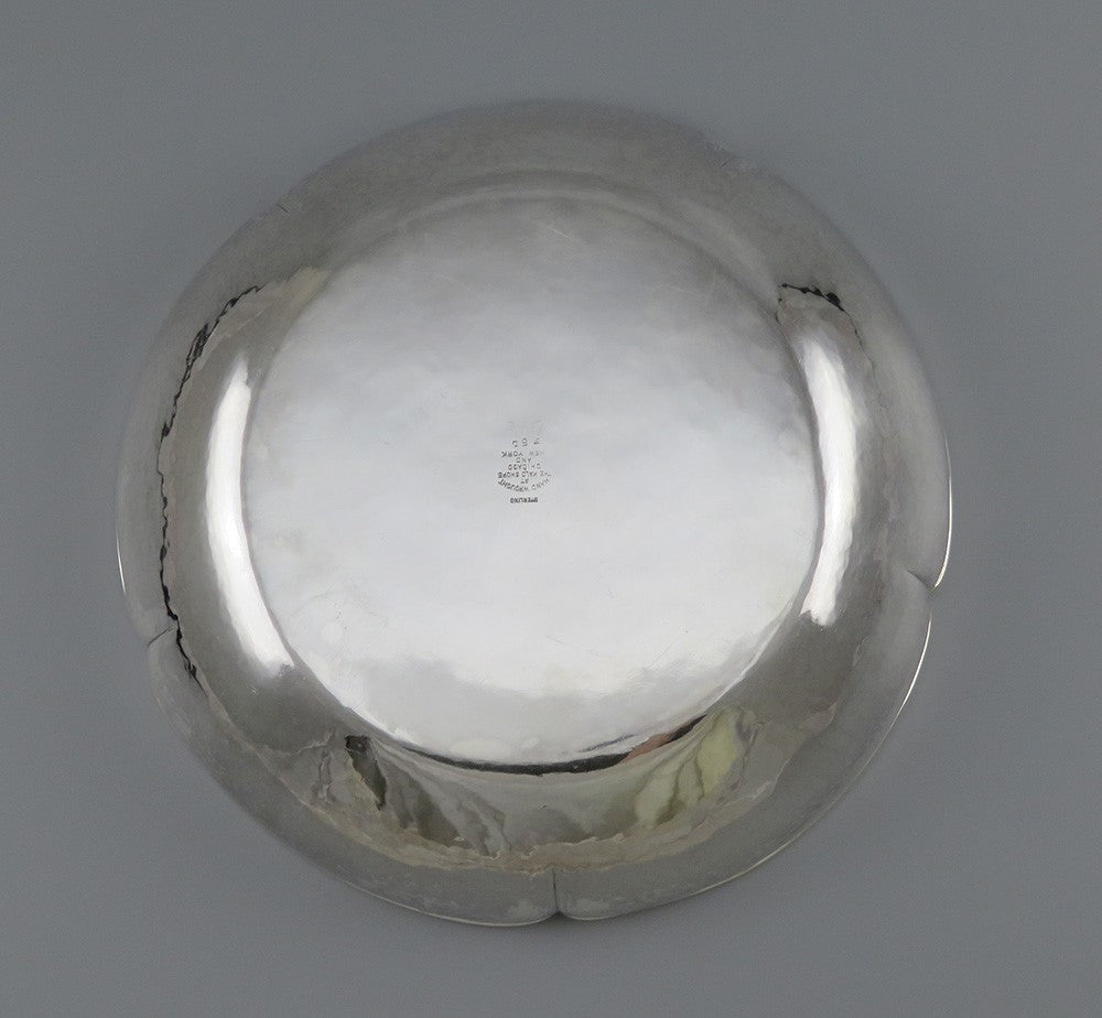 Antique Arts & Crafts Kalo Shops Hammered Sterling Silver Centerpiece Fruit Bowl